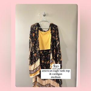 American Eagle tank top & cardigan